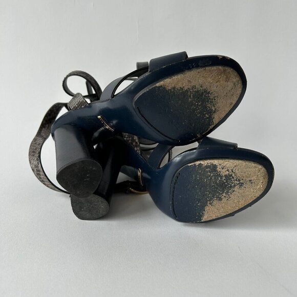 GUCCI BLUE CANDY STACKED PYTHON STACKED HEEL SANDALS SIZE 36 - Picture 5 of 7